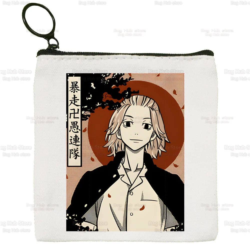 Tokyo Revengers Simple Canvas Coin Purse Cute Cartoon Japanese Anime Manjiro Takemichi Key Case Lady Bag Coin Storage Bag