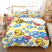 Yellow Duck Duvet Cover Cartoon Bedding Set Microfiber 3D Print Comforter Cover Twin Full For Kids Teen Girl Boys Bedroom Decor