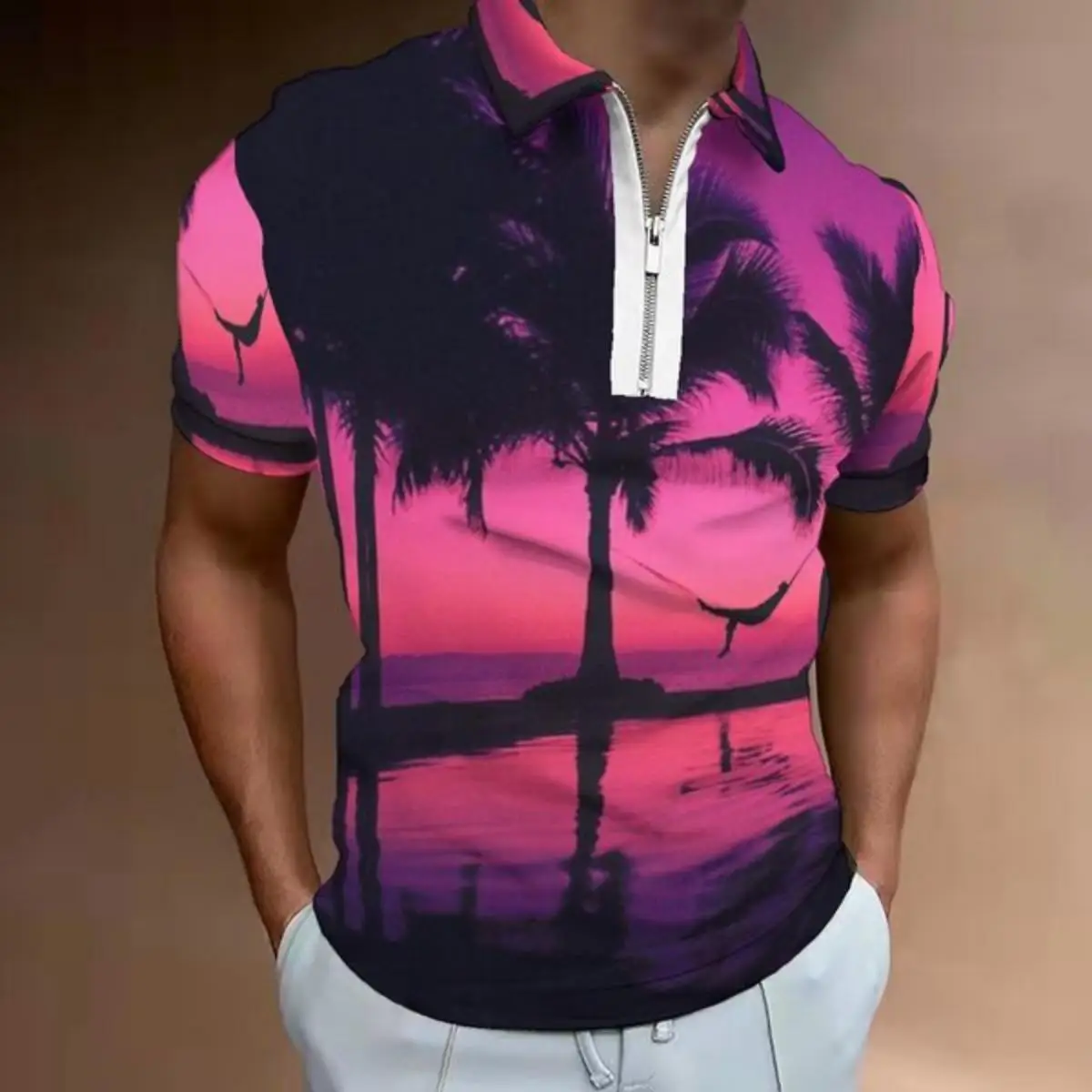 

Summer Men Fashion and Causal Short Sleeve Printed Polo Shirt