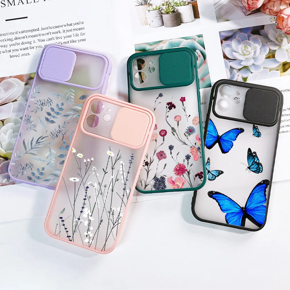 

Case For iPhone 13 Case iPhone 11 13 12 Pro Max Cover Flower Slide Case For iPhone XR X XS Max 8 7 Plus 6 12 13 Mini SE 2 Funda