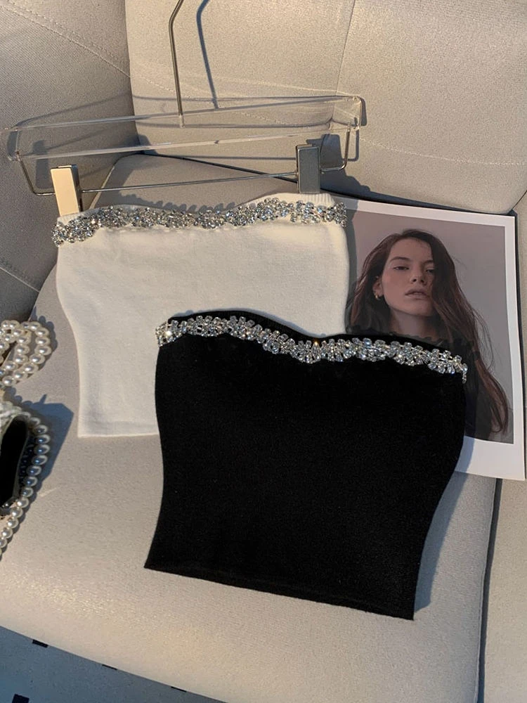 

Топ женский трикотажный без бретелек, с открытой спиной