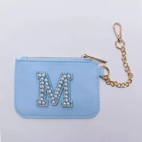 keychain pouch with varsity letter glitter patches custom bag personalized patch gift for her travel bag clutch mon