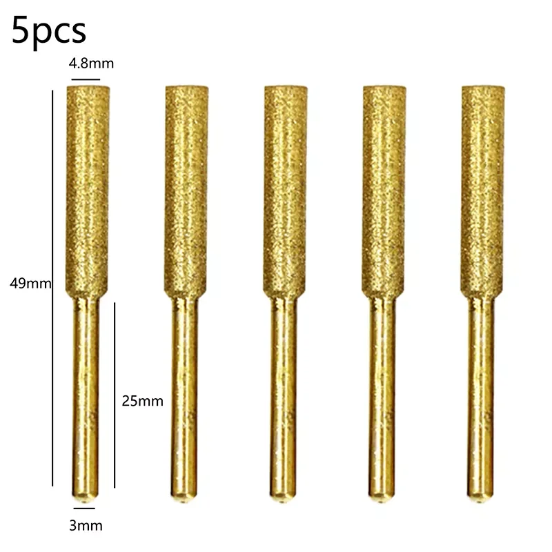 

NEW2023 Diamond Coated Cylindrical Burr 4mm Chainsaw Sharpener Stone File Chain Saw Sharpening Carving Grinding Tools Silver Pin