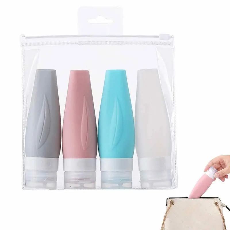 

Travel Shampoo And Conditioner Bottles 4pcs Silicone Bottles Squeezable Tubes Leak Proof Travel Size Tubes For Travel Essentials
