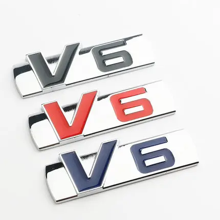 

3D Car V6 Logo Sticker Emblem Auto Badge Decal for V6 Mercedes BMW Audi Ford Fiesta Mustang Ranger Nissan Toyota Honda Styling