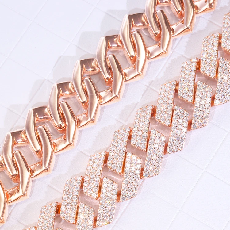 Тяжелая роскошная цепочка Magique Wide 26 мм с 3 рядами Iced Out из твердого стерлингового