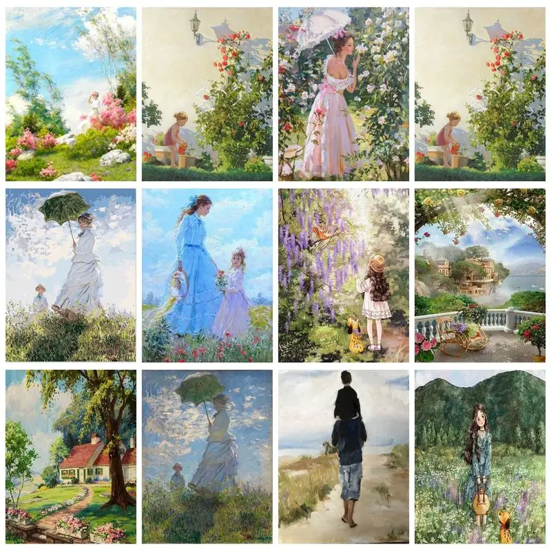 

RUOPOTY Acrylic Painting By Numbers For Adults Garden Kids Parent Drawing By Numbers Wall Art Paint Kit Gift Handmade On Canvas