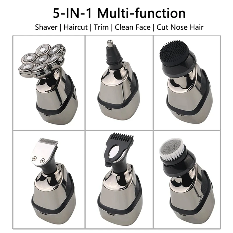Премиум Мужская 4D электрическая фотолампа-5 в 1: борода нос триммер для ушей и