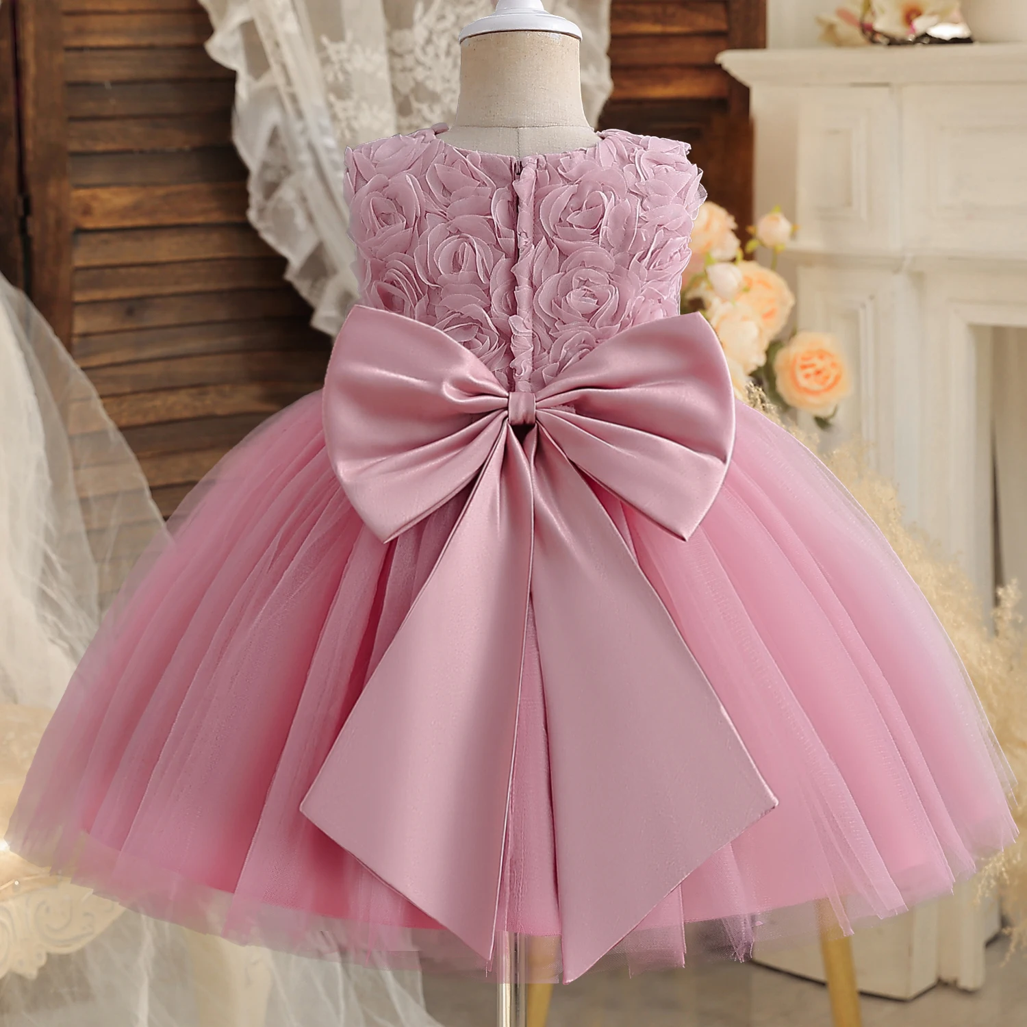 Элегантное платье принцессы, платья для девочек с цветами для свадьбы, первого рождения, крестины, новорожденных, рождественское платье для выпускного вечера