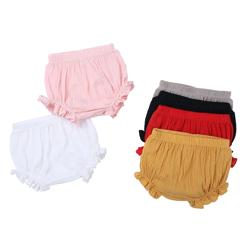 

Baby Girl Bloomers Toddler Cotton Linen Shorts Frill Diaper Cover 0-2Y Baby Pants Girls Shorts Summer Ruffle Shorts