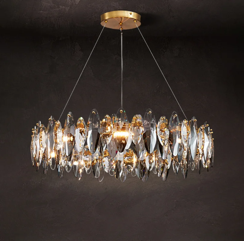 

Chandeliers Lights New modern crystal for living room luxury home decor fixtures round gold led cristal lustre Pendant Lamps