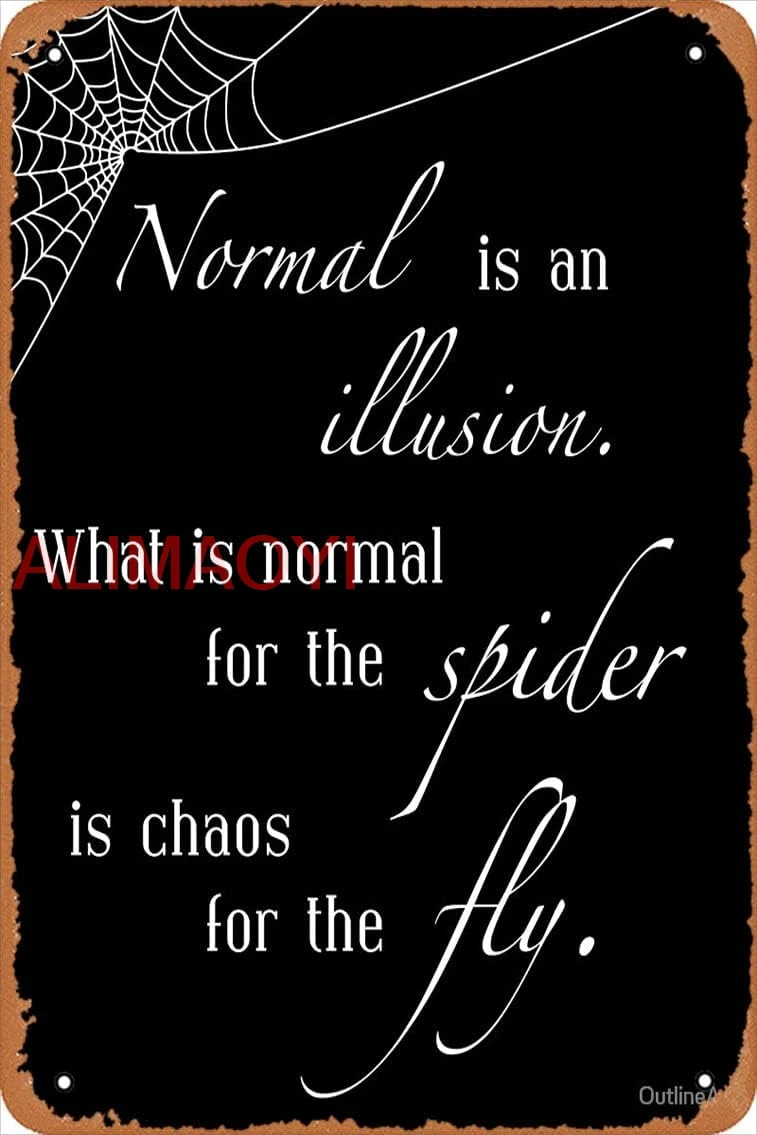 Yzixulet Normal is an Illusion - Morticia Addams Art Print Винтажная металлическая вывеска Оловянная 12 x 8