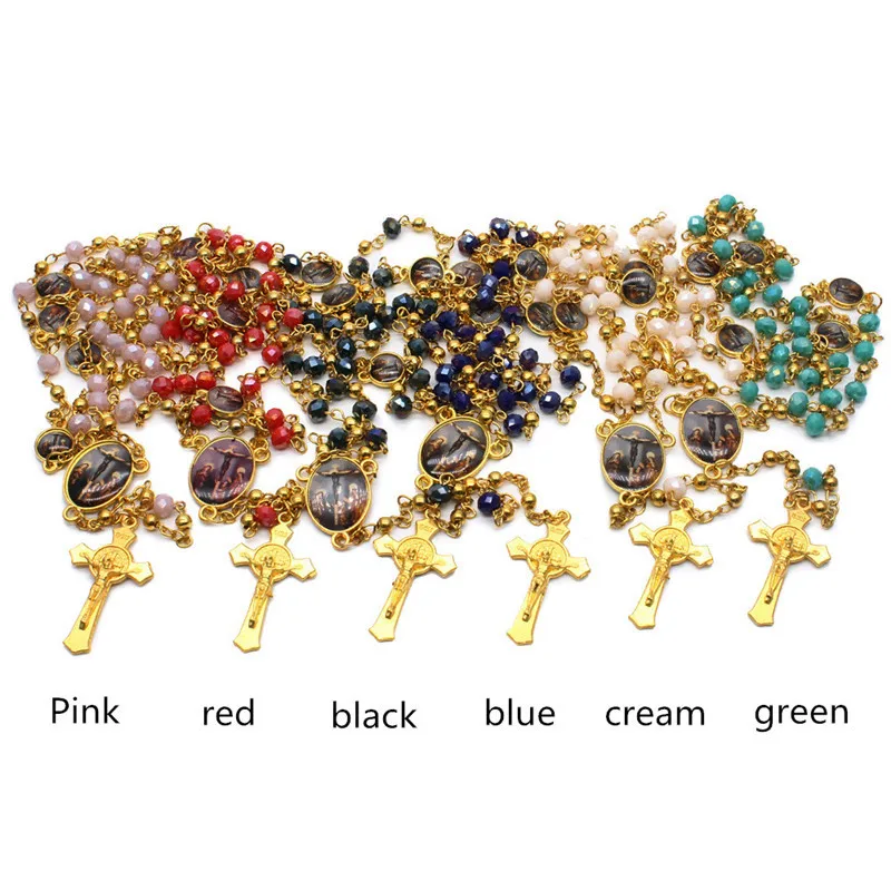 Винтажное католическое ожерелье католическая стеклянная цепочка из бисера с