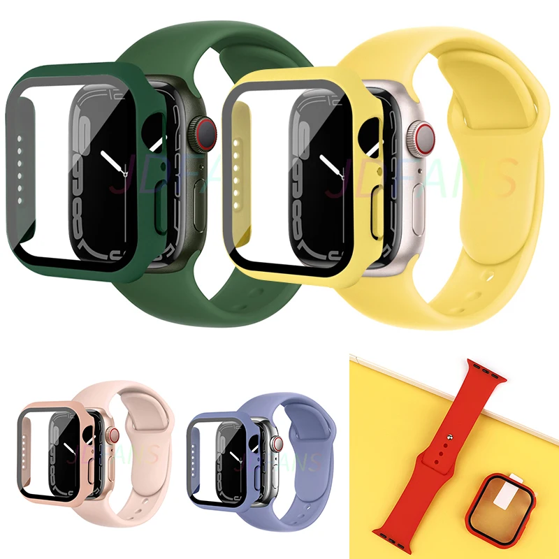 

Ремешок стеклянный для Apple Watch band 44 мм 40 мм 45 мм 41 мм 38 мм 42 мм 45 мм, силиконовый браслет для iWatch series 3 5 4 6 se 7 8