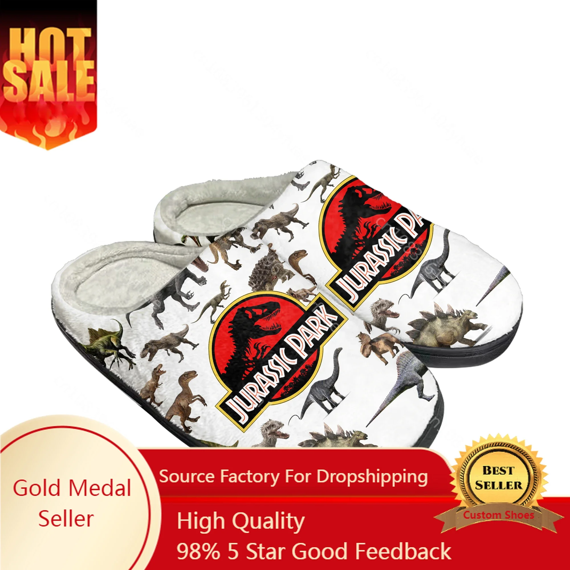 Домашние хлопковые тапочки Динозавр мир аниме Парк Юрского периода на заказ