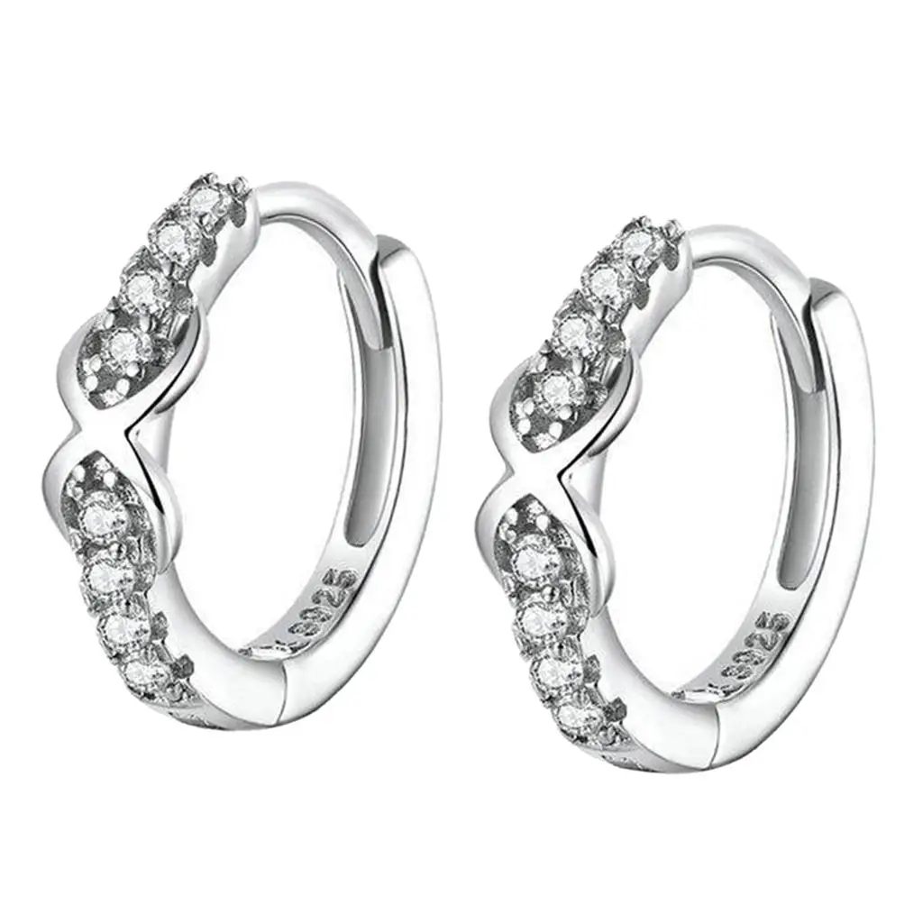 

25 Sterling Creole Cubic Zirconia Lobes Stud Earrings
