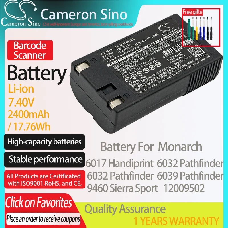 

CameronSino Battery for Monarch 6017 Handiprint 6032 Pathfinder 9460 Sierra Sport Fits Paxar 12009502 Barcode Scanner Battery