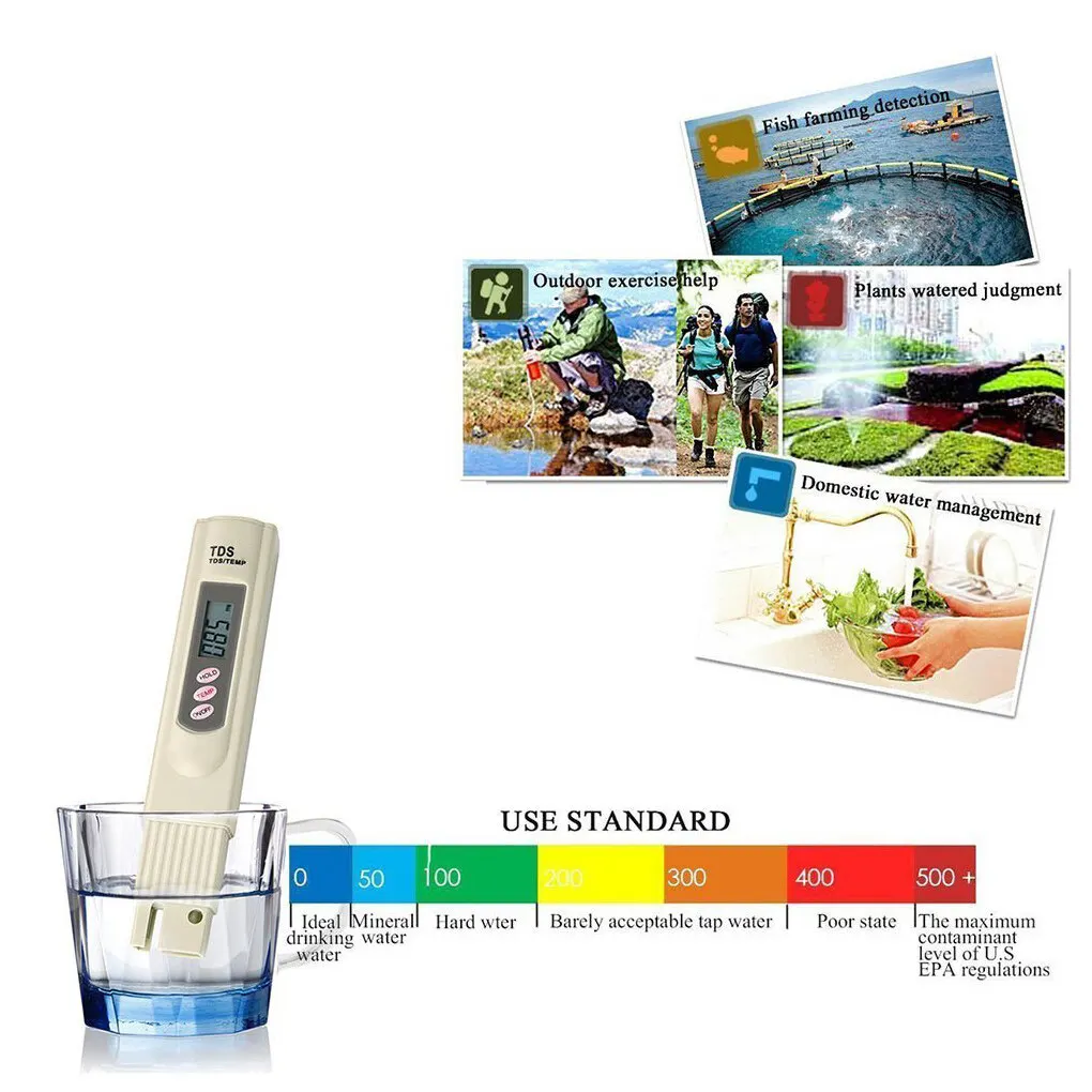 

3pcs lot Digital TDS Water Tester PH Meter Pen TDS EC Meter Aquarium Filter Water Quality Purity Tester
