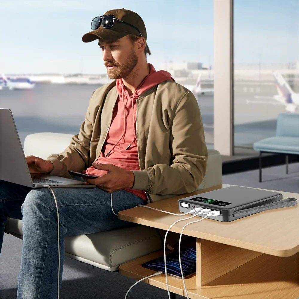 Большая емкость 40000 мАч 148 Втч PD 100 Вт Power Bank тонкая портативная быстрая зарядка для