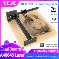 neje 3 plus dual beam laser engraver and cutter 255x400mm cnc wood router engraving cutting machine