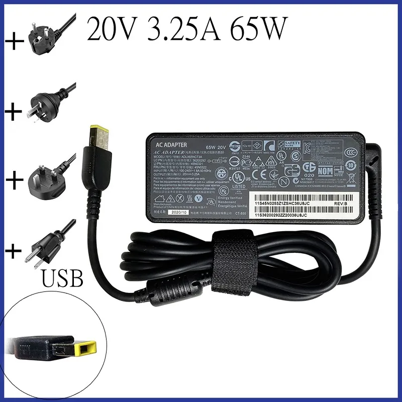 Зарядное устройство для ноутбука с адаптером переменного тока 20 в 3,25 а для Lenovo Thinkpad X240 X270 X260 K3-IML 14s-IWL E440 E450 E550 E560 E431 45N0262