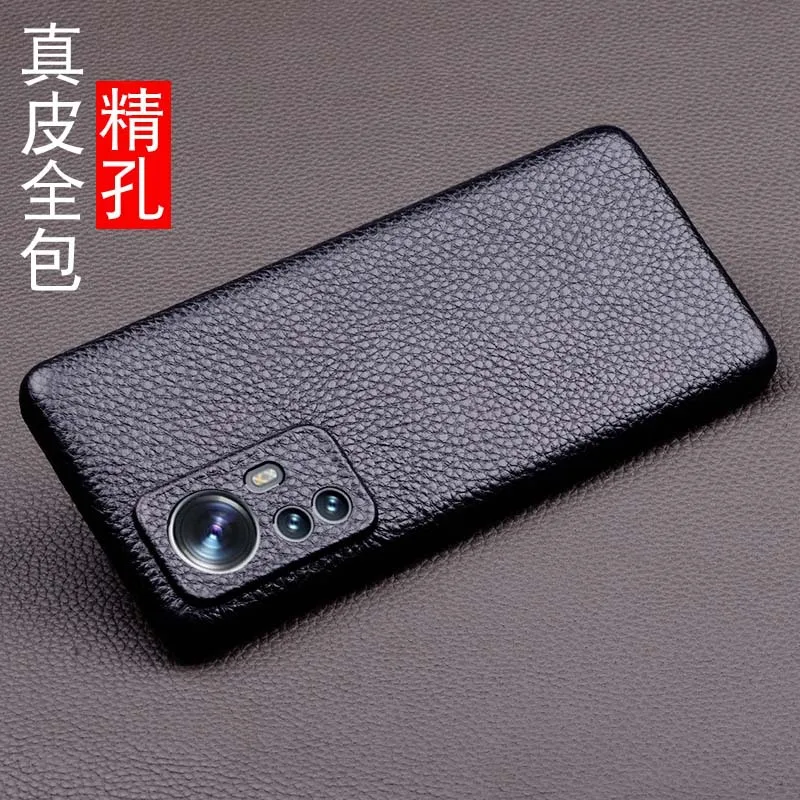 Hot Sales New Wholesale Retail Full Grain Cow Skin Leather Cover Cases For Xiaomi Mi 12 12x Mi12 Pro Genuine Cowhide Case