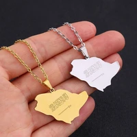 saudi arabia map pendant necklace for men women titanium steel gold silver color choker trend couple neck jewelry amulet gifts