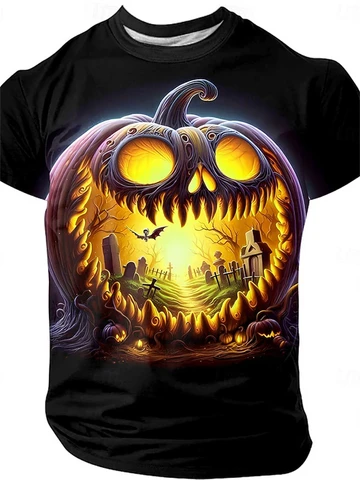 Мужская футболка Halloween Scary Pumpkin 3D print