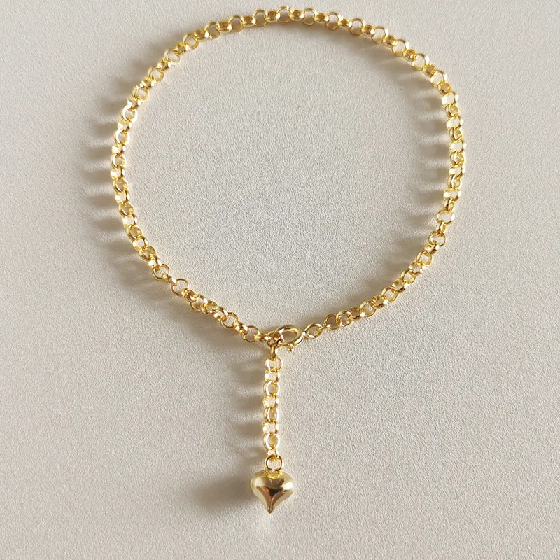 

Женский браслет из серебра 925 пробы, с подвеской в виде сердца, 20 см