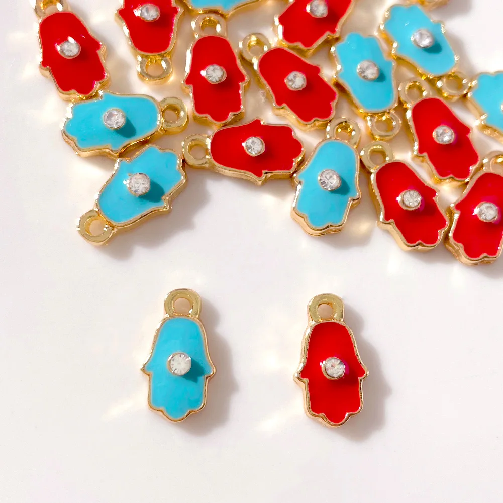 

10Pcs Fine Enamel Mini Hamsa Charms For Jewelry Making Fashion Findings Pendants Earring Accessories DIY Necklace Bracelet