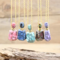 new faceted emperor stone perfume bottle pendant necklace sea sediment imperial jaspers essential oil vial jewelry gifts qc1152