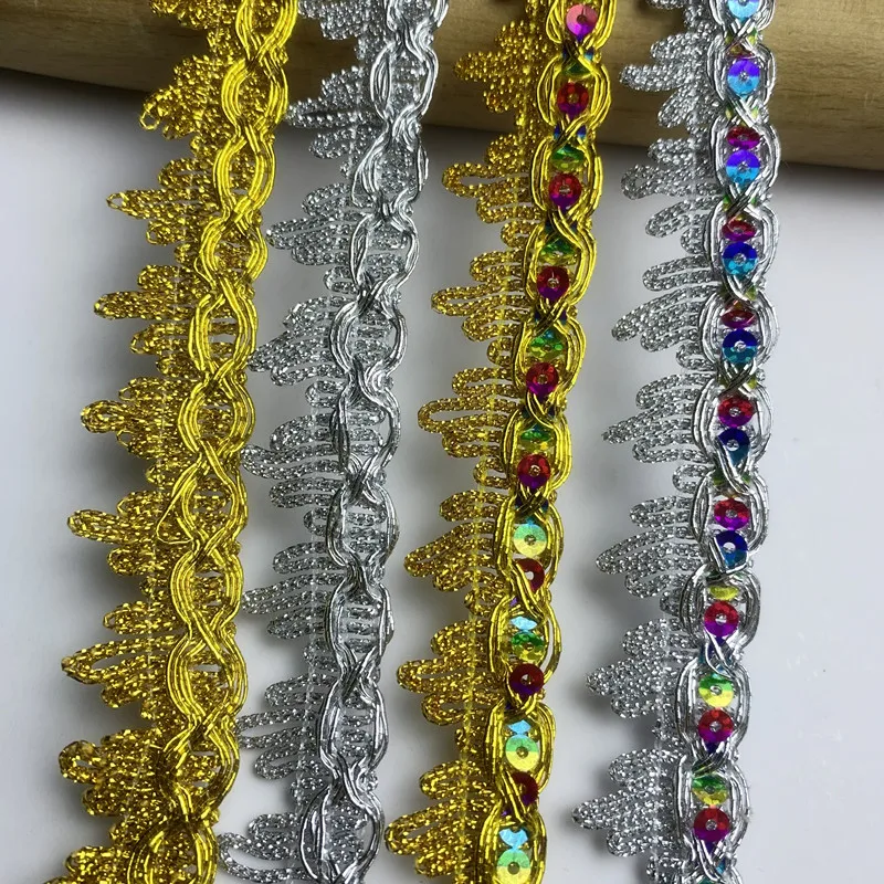 Золотые Серебряные Кружевные Бейки 5 М/16 4 Фута В Каждой Упаковке Вязаные Края