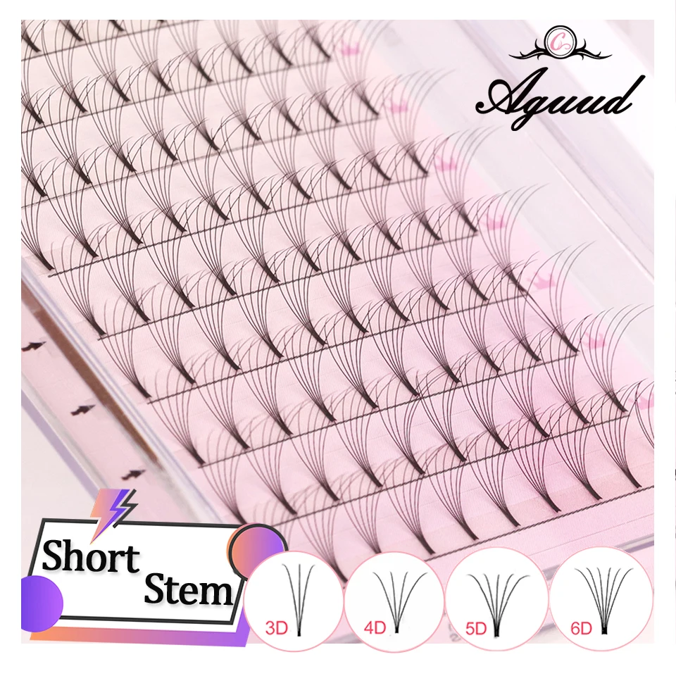 

AGUUD Premade Short Stem Lash Fans Russian Volume Professional Makeup Individual Eyelash Extension Cluster Faux Mink Lash Supply