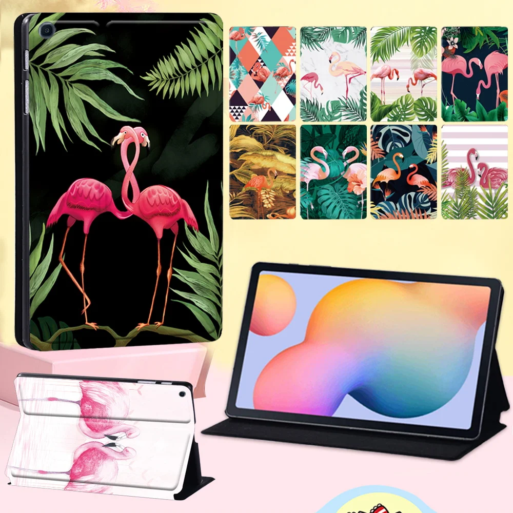 

For Samsung Galaxy Tab S6 Lite (P610/P615) 10.4 Inch Leather Tablet Stand Cover Case Flamingo Series Folding Flip Shell + Stylus