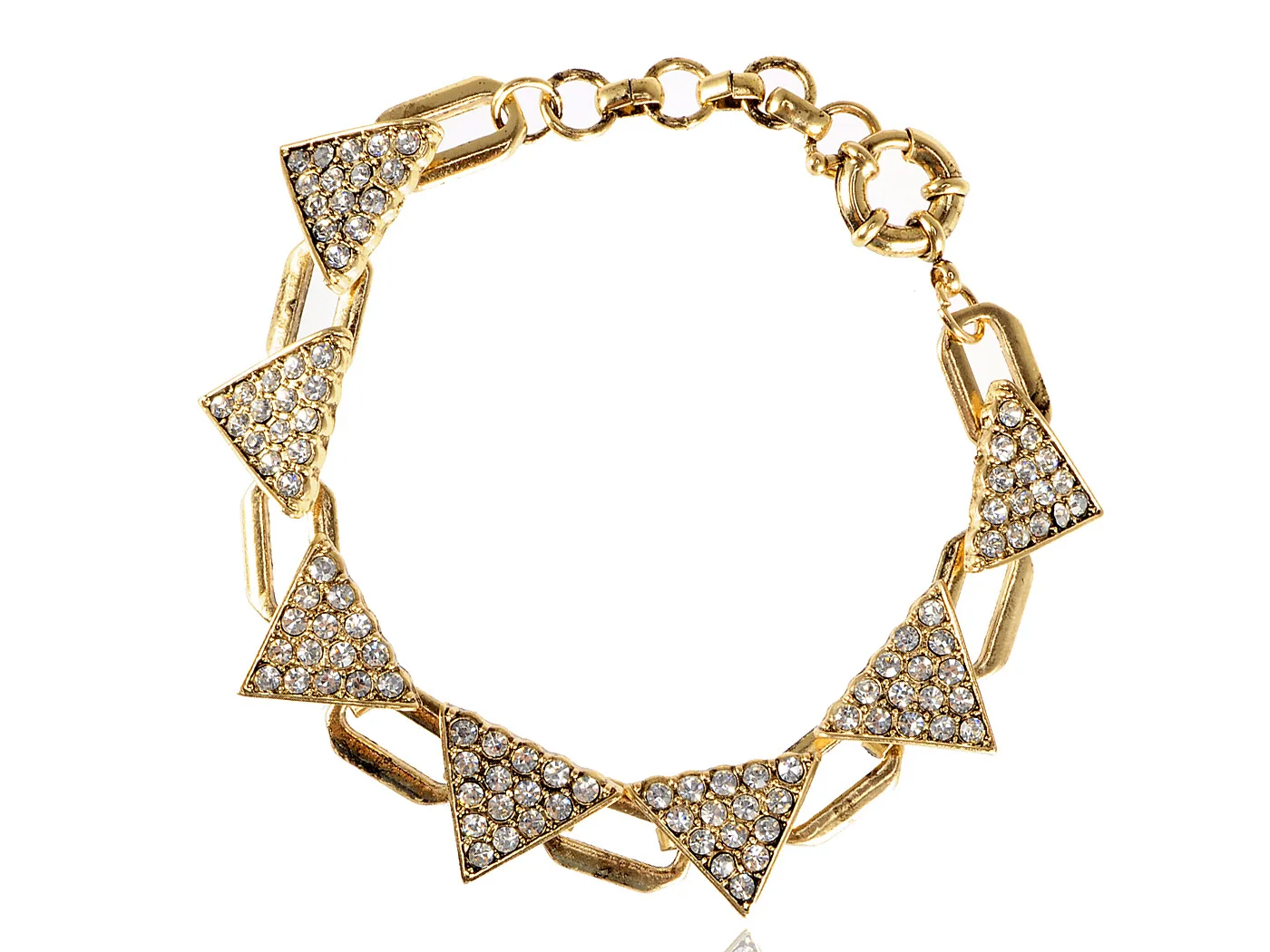 

Retro Triangle Crystal Embellished Linked Pendant Chain Bracelet