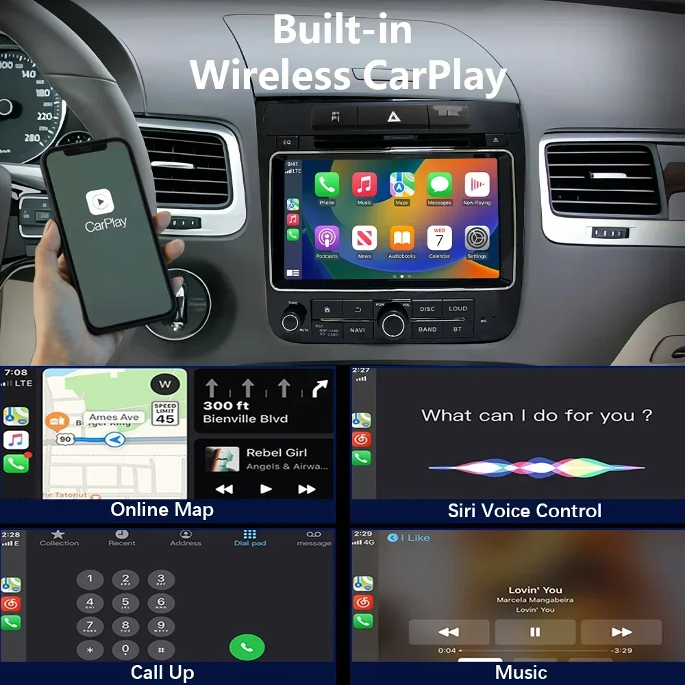 Фото Автомобильный радиоприемник, беспроводной навигационный плеер Carplay Android 11, для Volkswagen VW Touareg 7P 2010-2018, мультимедийный GPS, авто стерео, WIFI №2