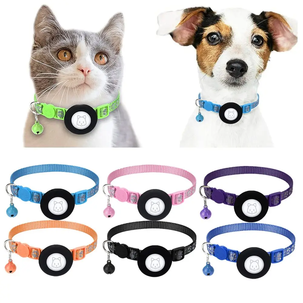 

Adjustable Reflective Cat Collar Mini Nylon Bell Pendant for Airtag Holder Strap Puppy Tie Soft and Durable Pet Supplies