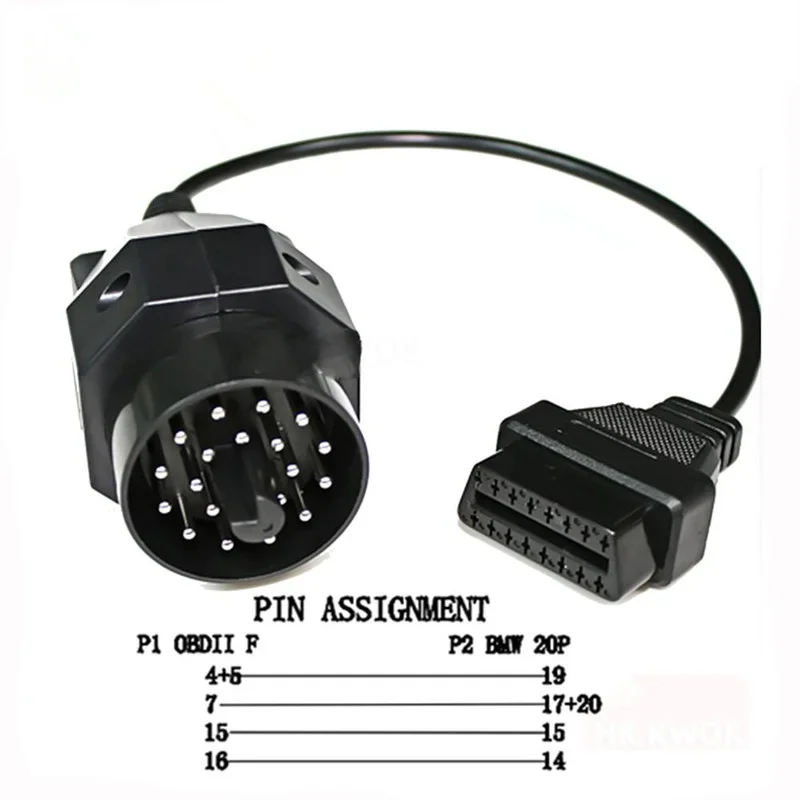 Адаптер OBD 2 для BMW 20pin к OBD2 16PIN Женский Разъем E36 E39 X5 Z3 Obd2 кабель 20-контактный разъем