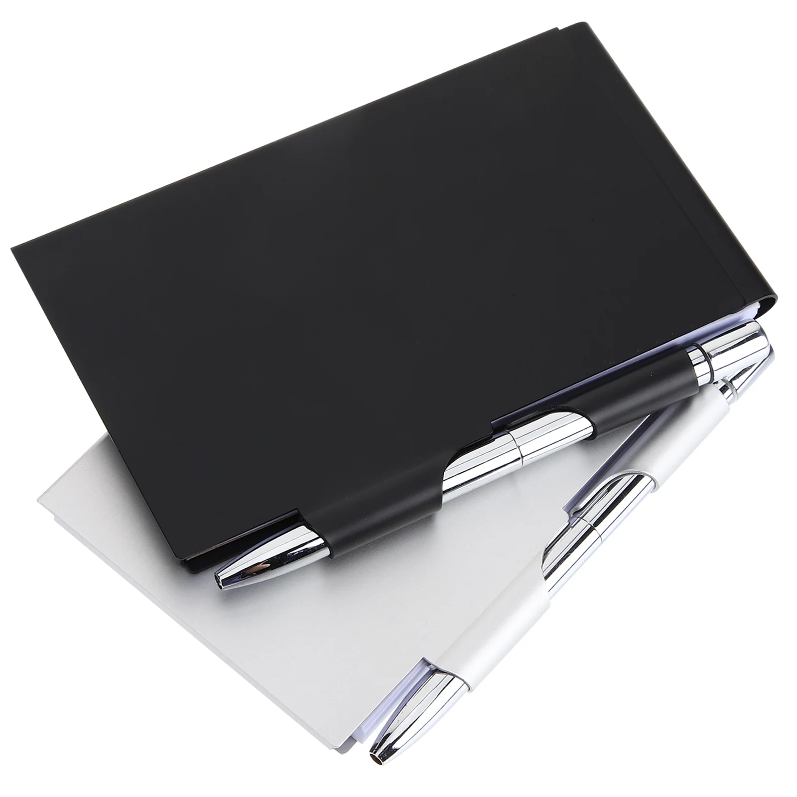 

2 Pcs Clamshell Notebook Refillable Pocket Notepad Metal Journal Small Portable Office Pen Memo