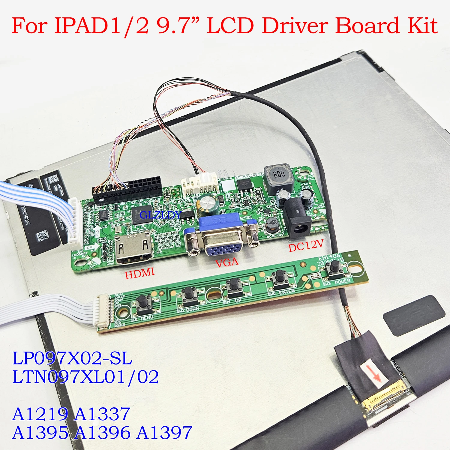 Фото LP097X02 LTN097XL01 9,7-дюймовый ЖК-дисплей 1024X768, светодиодная панель, экран 1024*768, DIY+ AV HDMI VGA, комплект контроллера для iPad 1, iPad 2 №1