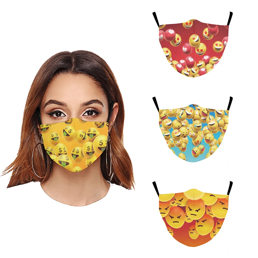 

Fun Design Adult Cotton Mask With Printing Cartoon Cosplay Reusable Dustproof Outdoor Sports Riding Face Mouth Cover Men Women