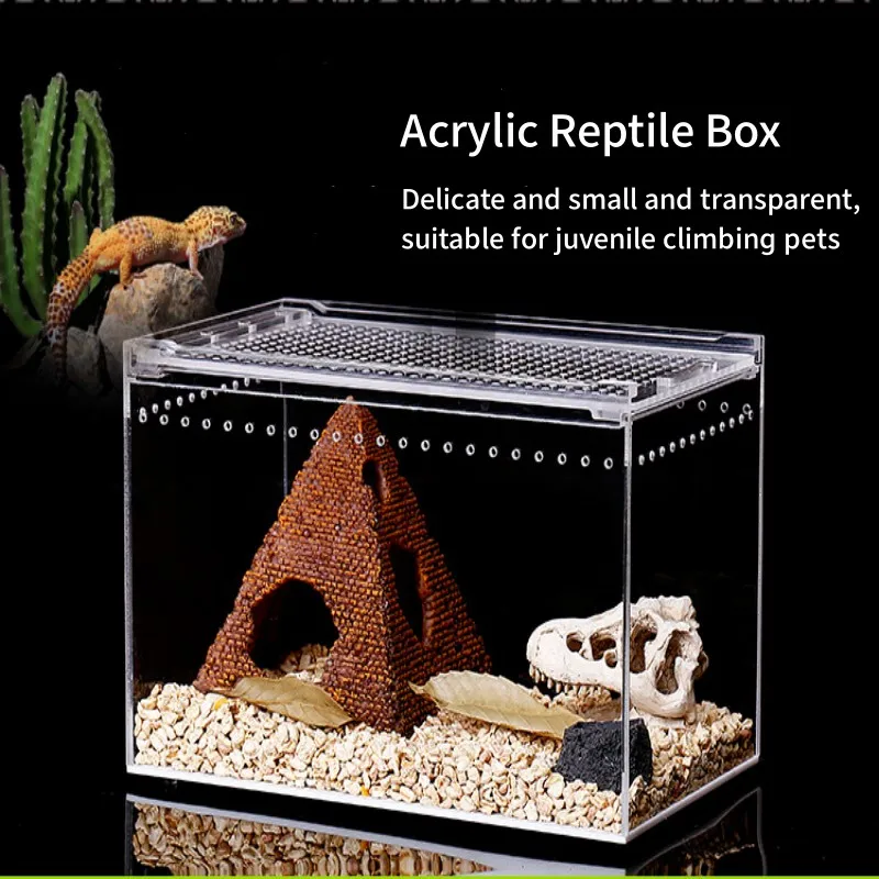 Reptile Acrylic Breeding Box Lizard Frog Reptile Terrarium Cage Tank Leak-proof Box Pet Habitat Arboreal Tarantula Enclosure