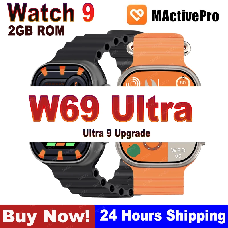 

Original IWO W69 Ultra Smart Watch Series 9 Smartwatch Men Bluetooth Call 2GB ROM Compass Wireless Charge 2.2inch 105+Sports