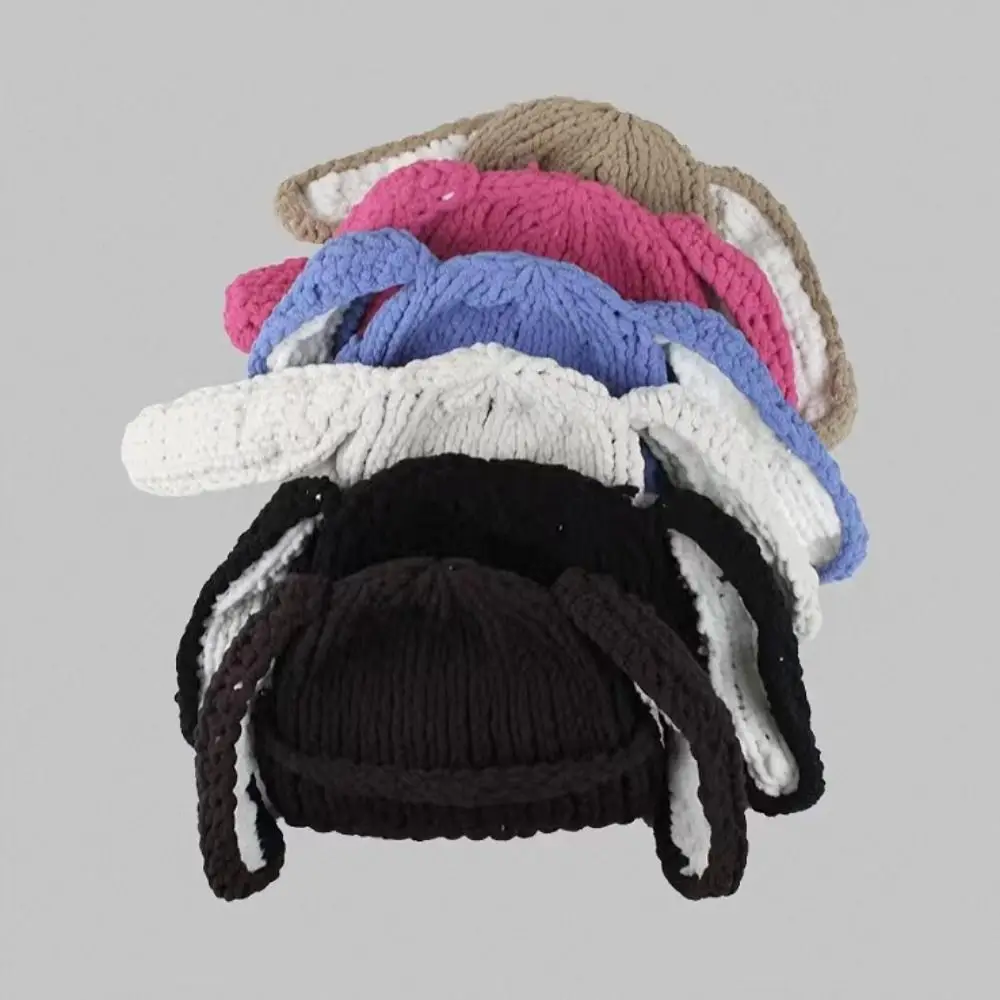 

Шерстяная пряжа, шапка с длинными ушами, новая зимняя теплая шапка с милыми кроличьими ушками, кролик