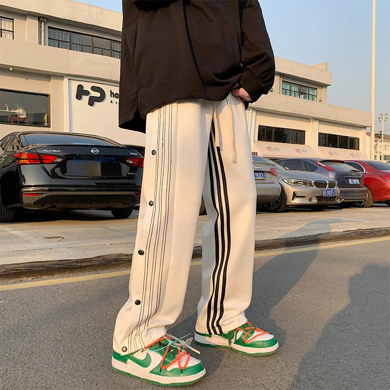 Men's Loose-fit Casual Trendy Sweatpants Spring/summer Hong Kong Style Gangster Sporty Pants Straight-leg Bell Bottoms