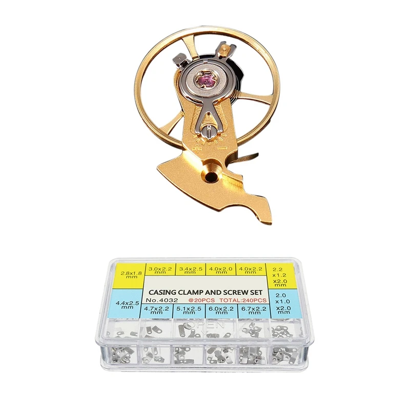 

241 Pcs Watch Repair Tool: 1 Pcs Watch Mechanical Movement Winding Clockwork Mechanics & 240 Pcs Watch Casing Clamp Adapter Move