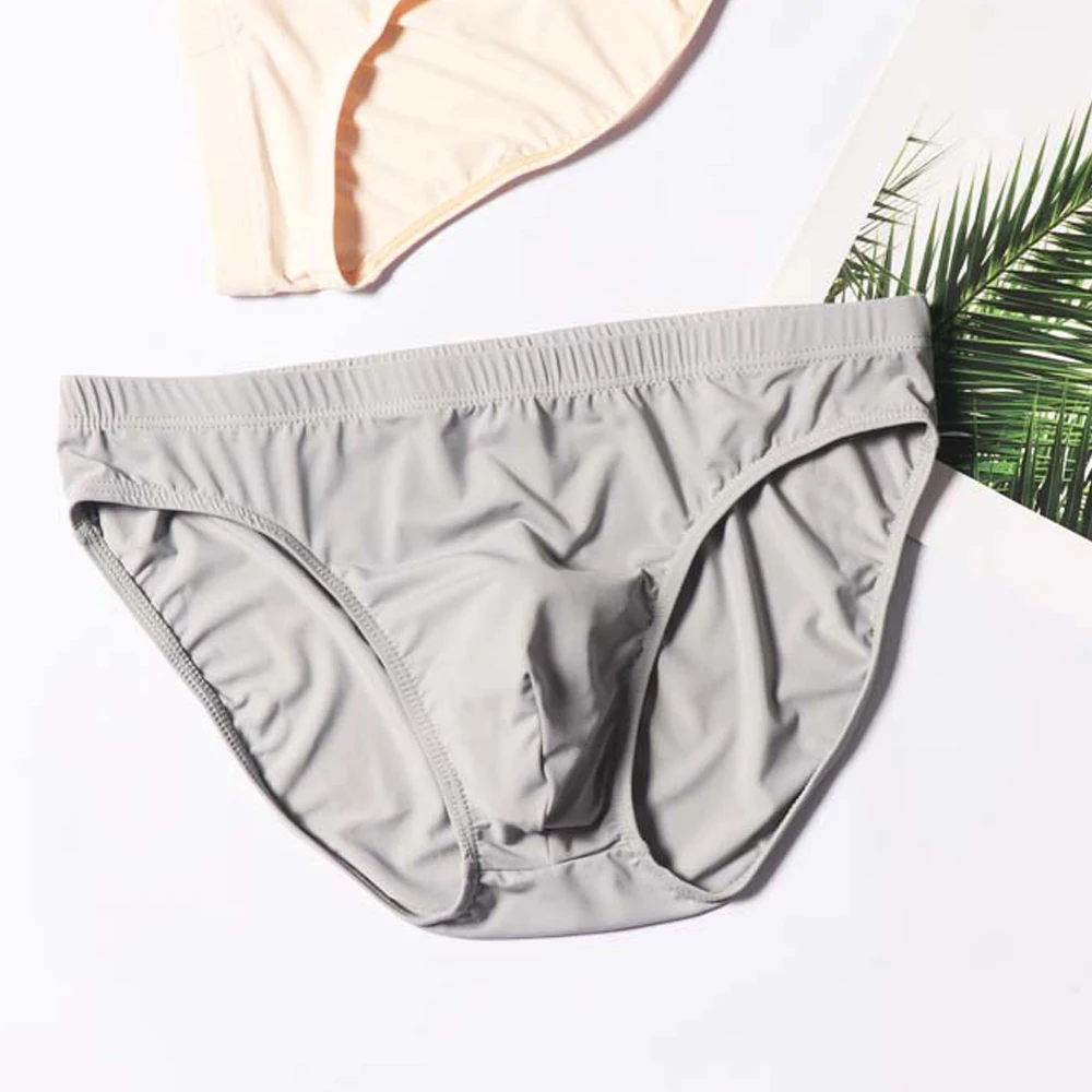 

Mens Half Sheer Briefs Low-Rise Bikini Pouch Breathable Ice Silk Knickers Teenage Underpants Youth Underwear Boys Sexy U Convex