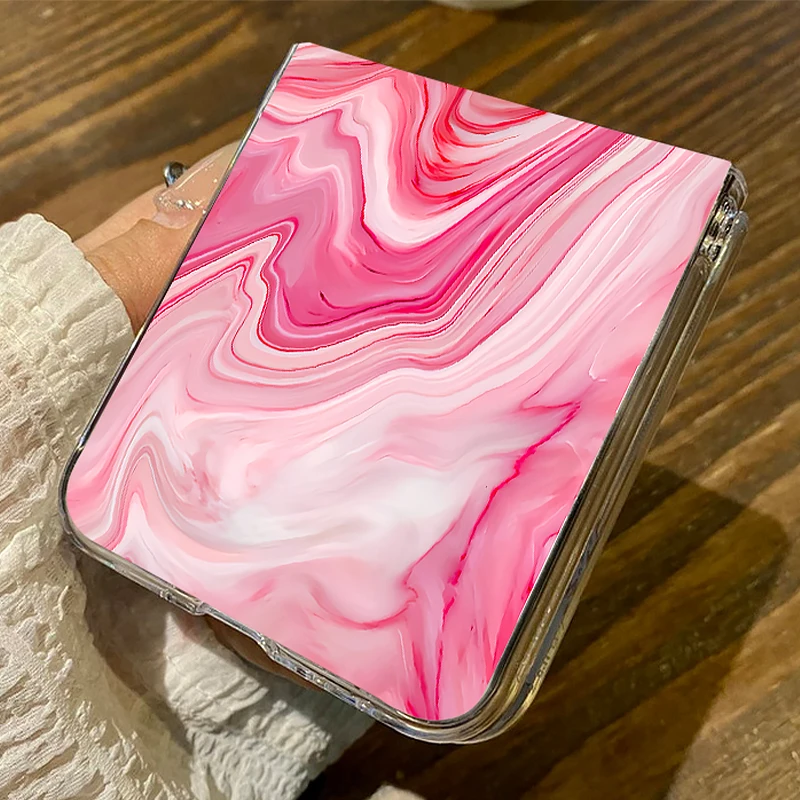 Прозрачный складной чехол для телефона с мраморным рисунком Samsung Galaxy Z Flip5 Flip4 Flip3