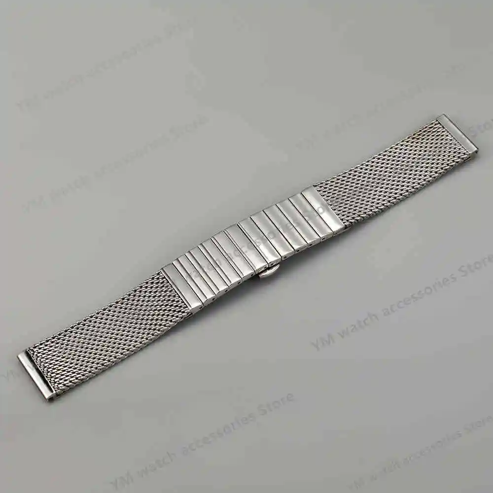 18mm 20mm 22mm 24mm Stainless Steel Straight End Shark Mesh Extended Deployment Clasp Watch Strap Band Fit For SKX ROX Watches