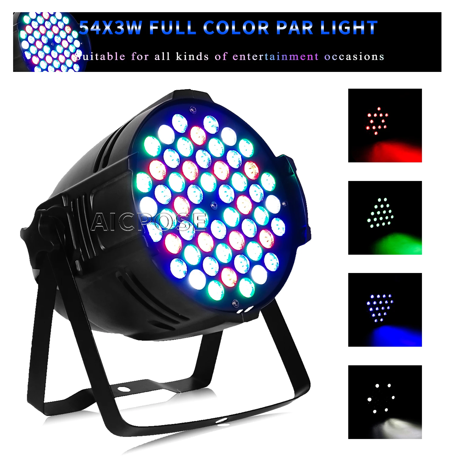 

54x3W RGB 3 in 1 LED Par Light RGBW Stage Color Light DMX512 Control DJ Disco Equipment Wedding Party Bar Dance Floor Lighting